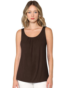 WT2315 Women's Summer Sleeveless Pleated Back Closure Casual Tank Tops