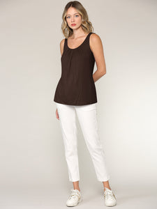 WT2315 Women's Summer Sleeveless Pleated Back Closure Casual Tank Tops