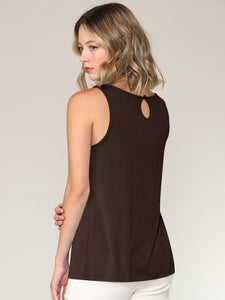 WT2315 Women's Summer Sleeveless Pleated Back Closure Casual Tank Tops