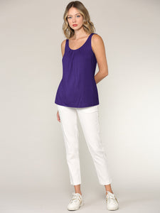 WT2315 Women's Summer Sleeveless Pleated Back Closure Casual Tank Tops
