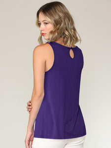 WT2315 Women's Summer Sleeveless Pleated Back Closure Casual Tank Tops