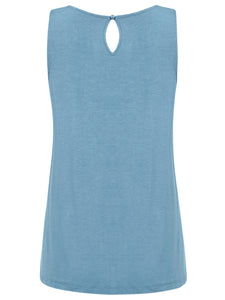 WT2315 Women's Summer Sleeveless Pleated Back Closure Casual Tank Tops