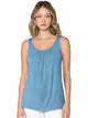 WT2315 Women's Summer Sleeveless Pleated Back Closure Casual Tank Tops