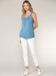 WT2315 Women's Summer Sleeveless Pleated Back Closure Casual Tank Tops