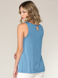 WT2315 Women's Summer Sleeveless Pleated Back Closure Casual Tank Tops
