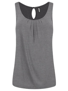 WT2315 Women's Summer Sleeveless Pleated Back Closure Casual Tank Tops