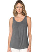 WT2315 Women's Summer Sleeveless Pleated Back Closure Casual Tank Tops