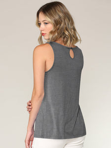 WT2315 Women's Summer Sleeveless Pleated Back Closure Casual Tank Tops
