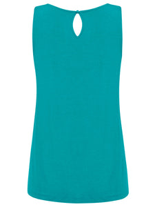 WT2315 Women's Summer Sleeveless Pleated Back Closure Casual Tank Tops