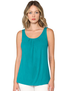 WT2315 Women's Summer Sleeveless Pleated Back Closure Casual Tank Tops