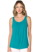 WT2315 Women's Summer Sleeveless Pleated Back Closure Casual Tank Tops