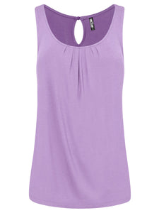 WT2315 Women's Summer Sleeveless Pleated Back Closure Casual Tank Tops