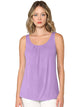 WT2315 Women's Summer Sleeveless Pleated Back Closure Casual Tank Tops