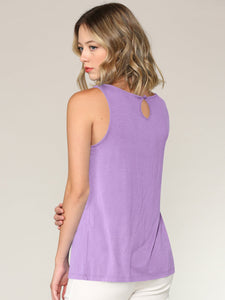 WT2315 Women's Summer Sleeveless Pleated Back Closure Casual Tank Tops