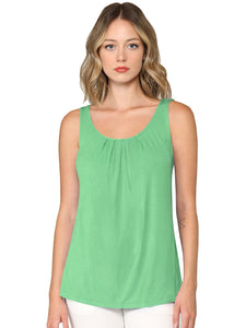 WT2315 Women's Summer Sleeveless Pleated Back Closure Casual Tank Tops