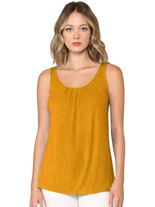 WT2315 Women's Summer Sleeveless Pleated Back Closure Casual Tank Tops
