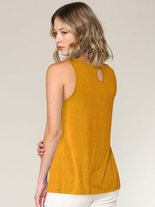WT2315 Women's Summer Sleeveless Pleated Back Closure Casual Tank Tops