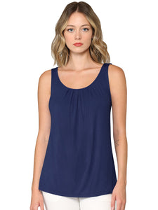 WT2315 Women's Summer Sleeveless Pleated Back Closure Casual Tank Tops