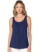 WT2315 Women's Summer Sleeveless Pleated Back Closure Casual Tank Tops