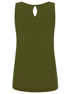 WT2315 Women's Summer Sleeveless Pleated Back Closure Casual Tank Tops