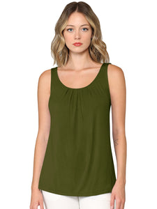 WT2315 Women's Summer Sleeveless Pleated Back Closure Casual Tank Tops
