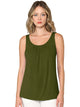 WT2315 Women's Summer Sleeveless Pleated Back Closure Casual Tank Tops