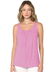 WT2315 Women's Summer Sleeveless Pleated Back Closure Casual Tank Tops