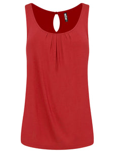 WT2315 Women's Summer Sleeveless Pleated Back Closure Casual Tank Tops