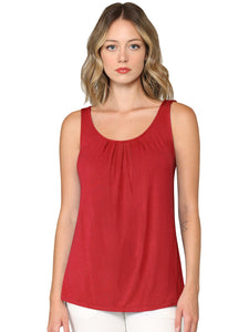 WT2315 Women's Summer Sleeveless Pleated Back Closure Casual Tank Tops