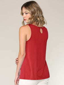 WT2315 Women's Summer Sleeveless Pleated Back Closure Casual Tank Tops
