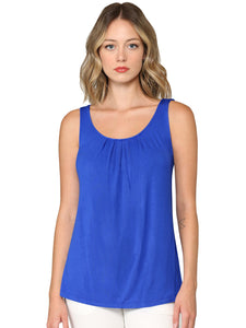 WT2315 Women's Summer Sleeveless Pleated Back Closure Casual Tank Tops