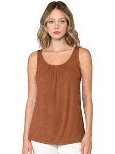 WT2315 Women's Summer Sleeveless Pleated Back Closure Casual Tank Tops