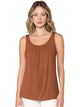 WT2315 Women's Summer Sleeveless Pleated Back Closure Casual Tank Tops