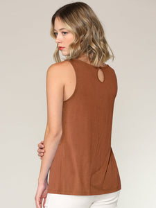 WT2315 Women's Summer Sleeveless Pleated Back Closure Casual Tank Tops