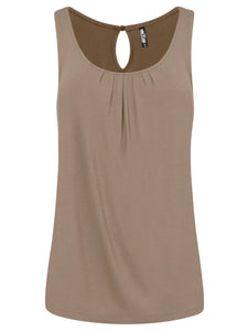 WT2315 Women's Summer Sleeveless Pleated Back Closure Casual Tank Tops