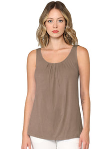 WT2315 Women's Summer Sleeveless Pleated Back Closure Casual Tank Tops