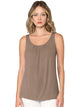 WT2315 Women's Summer Sleeveless Pleated Back Closure Casual Tank Tops