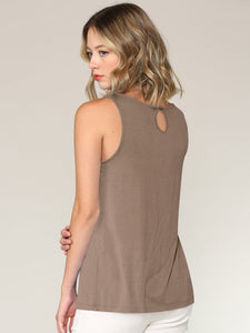 WT2315 Women's Summer Sleeveless Pleated Back Closure Casual Tank Tops