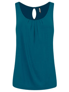 WT2315 Women's Summer Sleeveless Pleated Back Closure Casual Tank Tops