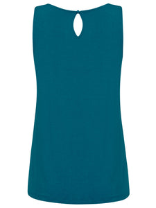 WT2315 Women's Summer Sleeveless Pleated Back Closure Casual Tank Tops
