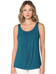 WT2315 Women's Summer Sleeveless Pleated Back Closure Casual Tank Tops