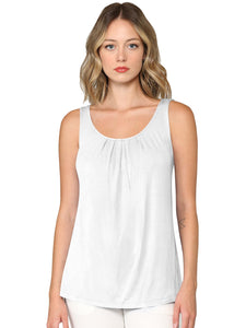 WT2315 Women's Summer Sleeveless Pleated Back Closure Casual Tank Tops