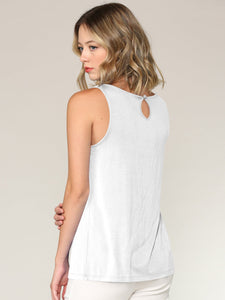 WT2315 Women's Summer Sleeveless Pleated Back Closure Casual Tank Tops