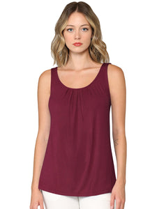 WT2315 Women's Summer Sleeveless Pleated Back Closure Casual Tank Tops