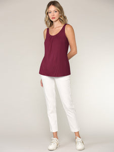 WT2315 Women's Summer Sleeveless Pleated Back Closure Casual Tank Tops