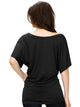 WT742 Women's Solid Short Sleeve Boat Crew Neck Dolman