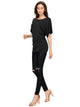 WT742 Women's Solid Short Sleeve Boat Crew Neck Dolman