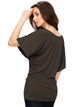 WT742 Women's Solid Short Sleeve Boat Crew Neck Dolman