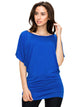 WT742 Women's Solid Short Sleeve Boat Crew Neck Dolman