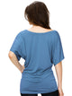 WT742 Women's Solid Short Sleeve Boat Crew Neck Dolman